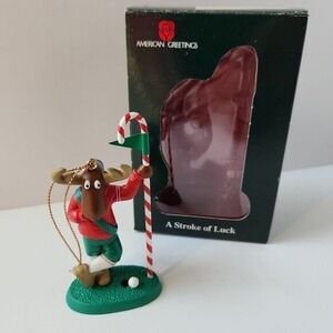Vintage American Greetings A Stroke‎ of Luck Golfing Moose Christmas Ornament